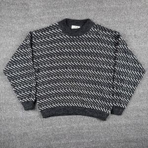 Vintage Jed Sweater Men's‎ Medium Black Geometric Wool Knit Pullover Warm 90s